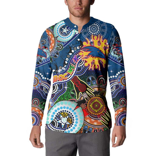 Custom NAIDOC Week 2024 Adelaide Crows Button Sweatshirt Australia Aboriginal Dot Painting