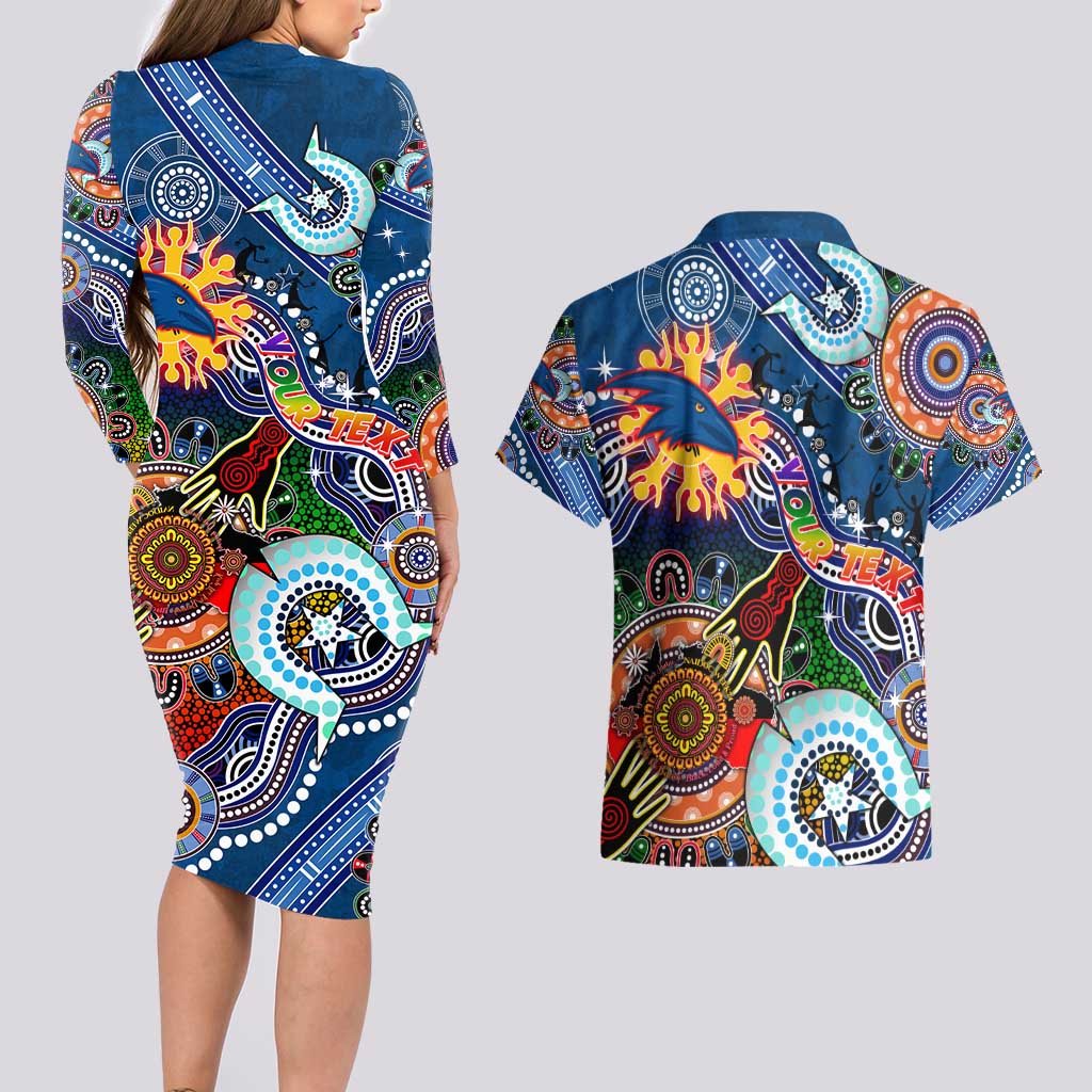 Custom NAIDOC Week 2024 Adelaide Crows Couples Matching Long Sleeve Bodycon Dress and Hawaiian Shirt Australia Aboriginal Dot Painting