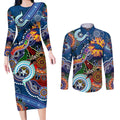 Custom NAIDOC Week 2024 Adelaide Crows Couples Matching Long Sleeve Bodycon Dress and Long Sleeve Button Shirt Australia Aboriginal Dot Painting
