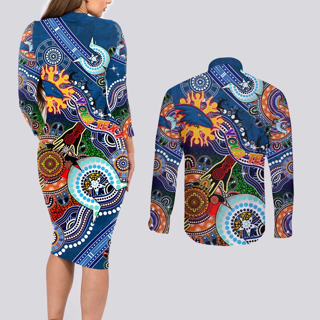 Custom NAIDOC Week 2024 Adelaide Crows Couples Matching Long Sleeve Bodycon Dress and Long Sleeve Button Shirt Australia Aboriginal Dot Painting