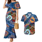 Custom NAIDOC Week 2024 Adelaide Crows Couples Matching Mermaid Dress and Hawaiian Shirt Australia Aboriginal Dot Painting