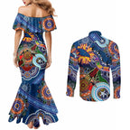 Custom NAIDOC Week 2024 Adelaide Crows Couples Matching Mermaid Dress and Long Sleeve Button Shirt Australia Aboriginal Dot Painting