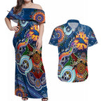 Custom NAIDOC Week 2024 Adelaide Crows Couples Matching Off Shoulder Maxi Dress and Hawaiian Shirt Australia Aboriginal Dot Painting