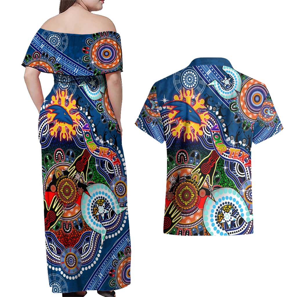 Custom NAIDOC Week 2024 Adelaide Crows Couples Matching Off Shoulder Maxi Dress and Hawaiian Shirt Australia Aboriginal Dot Painting