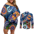 Custom NAIDOC Week 2024 Adelaide Crows Couples Matching Off Shoulder Short Dress and Long Sleeve Button Shirt Australia Aboriginal Dot Painting