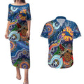 Custom NAIDOC Week 2024 Adelaide Crows Couples Matching Puletasi and Hawaiian Shirt Australia Aboriginal Dot Painting