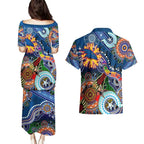 Custom NAIDOC Week 2024 Adelaide Crows Couples Matching Puletasi and Hawaiian Shirt Australia Aboriginal Dot Painting
