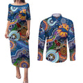 Custom NAIDOC Week 2024 Adelaide Crows Couples Matching Puletasi and Long Sleeve Button Shirt Australia Aboriginal Dot Painting