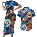 Custom NAIDOC Week 2024 Adelaide Crows Couples Matching Short Sleeve Bodycon Dress and Hawaiian Shirt Australia Aboriginal Dot Painting