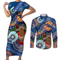 Custom NAIDOC Week 2024 Adelaide Crows Couples Matching Short Sleeve Bodycon Dress and Long Sleeve Button Shirt Australia Aboriginal Dot Painting