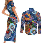 Custom NAIDOC Week 2024 Adelaide Crows Couples Matching Short Sleeve Bodycon Dress and Long Sleeve Button Shirt Australia Aboriginal Dot Painting