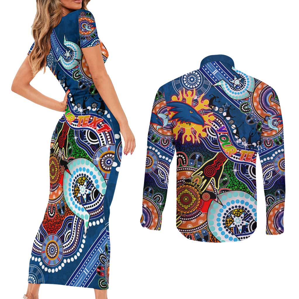 Custom NAIDOC Week 2024 Adelaide Crows Couples Matching Short Sleeve Bodycon Dress and Long Sleeve Button Shirt Australia Aboriginal Dot Painting