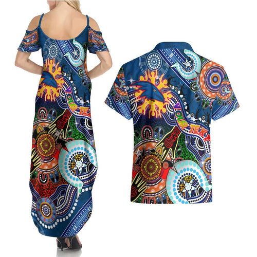 Custom NAIDOC Week 2024 Adelaide Crows Couples Matching Summer Maxi Dress and Hawaiian Shirt Australia Aboriginal Dot Painting