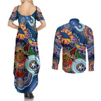 Custom NAIDOC Week 2024 Adelaide Crows Couples Matching Summer Maxi Dress and Long Sleeve Button Shirt Australia Aboriginal Dot Painting