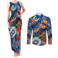 Custom NAIDOC Week 2024 Adelaide Crows Couples Matching Tank Maxi Dress and Long Sleeve Button Shirt Australia Aboriginal Dot Painting