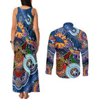 Custom NAIDOC Week 2024 Adelaide Crows Couples Matching Tank Maxi Dress and Long Sleeve Button Shirt Australia Aboriginal Dot Painting
