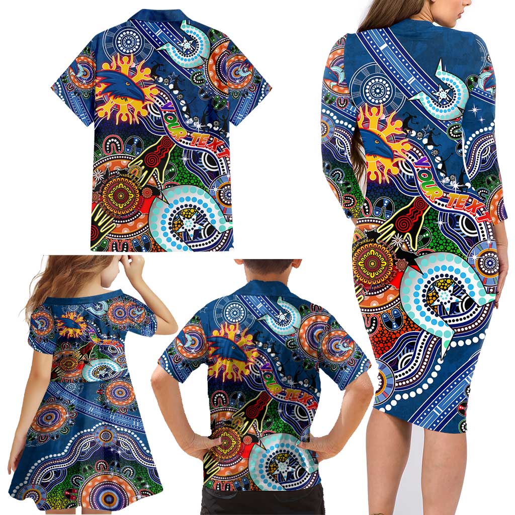 Custom NAIDOC Week 2024 Adelaide Crows Family Matching Long Sleeve Bodycon Dress and Hawaiian Shirt Australia Aboriginal Dot Painting