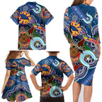 Custom NAIDOC Week 2024 Adelaide Crows Family Matching Long Sleeve Bodycon Dress and Hawaiian Shirt Australia Aboriginal Dot Painting