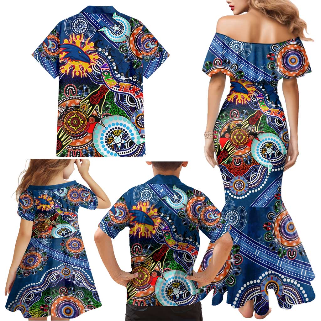 Custom NAIDOC Week 2024 Adelaide Crows Family Matching Mermaid Dress and Hawaiian Shirt Australia Aboriginal Dot Painting