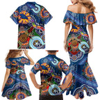 Custom NAIDOC Week 2024 Adelaide Crows Family Matching Mermaid Dress and Hawaiian Shirt Australia Aboriginal Dot Painting