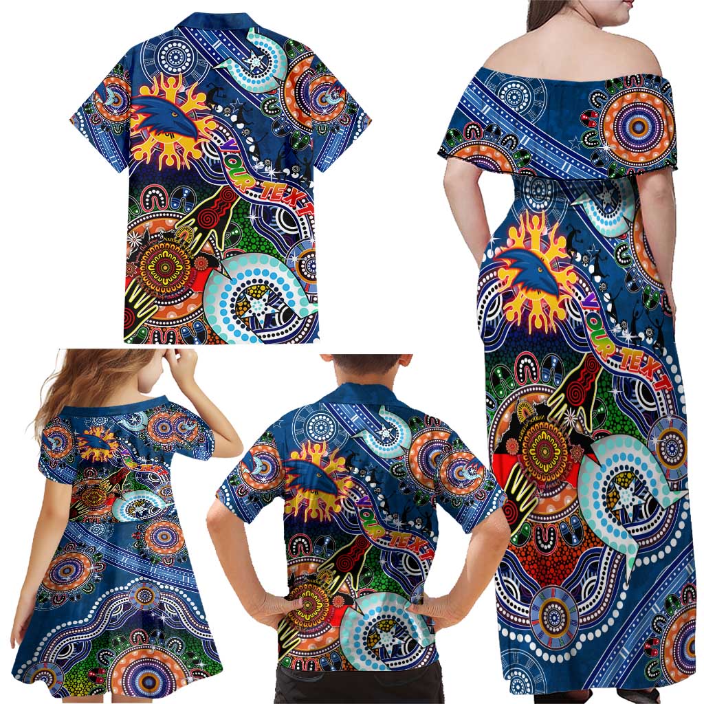 Custom NAIDOC Week 2024 Adelaide Crows Family Matching Off Shoulder Maxi Dress and Hawaiian Shirt Australia Aboriginal Dot Painting