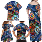 Custom NAIDOC Week 2024 Adelaide Crows Family Matching Off Shoulder Maxi Dress and Hawaiian Shirt Australia Aboriginal Dot Painting
