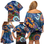Custom NAIDOC Week 2024 Adelaide Crows Family Matching Off Shoulder Short Dress and Hawaiian Shirt Australia Aboriginal Dot Painting
