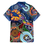 Custom NAIDOC Week 2024 Adelaide Crows Family Matching Off Shoulder Short Dress and Hawaiian Shirt Australia Aboriginal Dot Painting