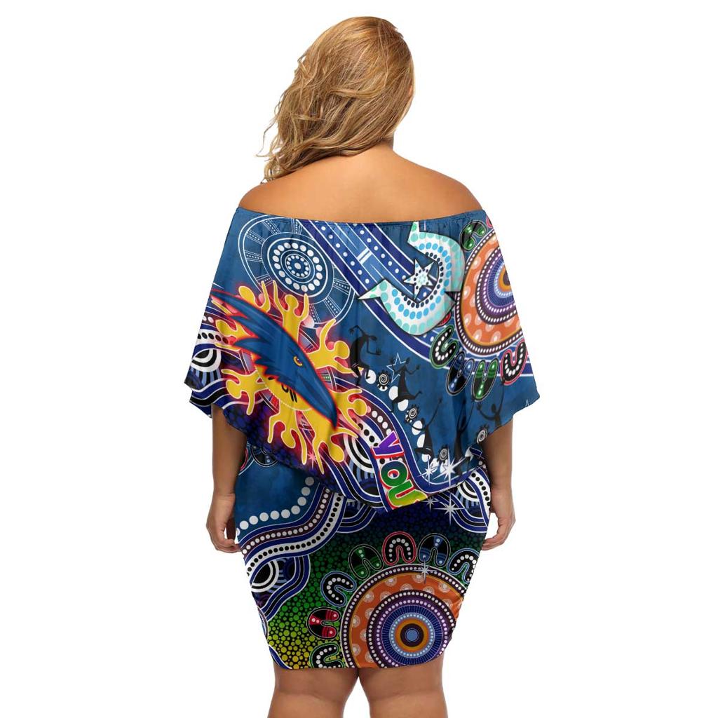 Custom NAIDOC Week 2024 Adelaide Crows Family Matching Off Shoulder Short Dress and Hawaiian Shirt Australia Aboriginal Dot Painting