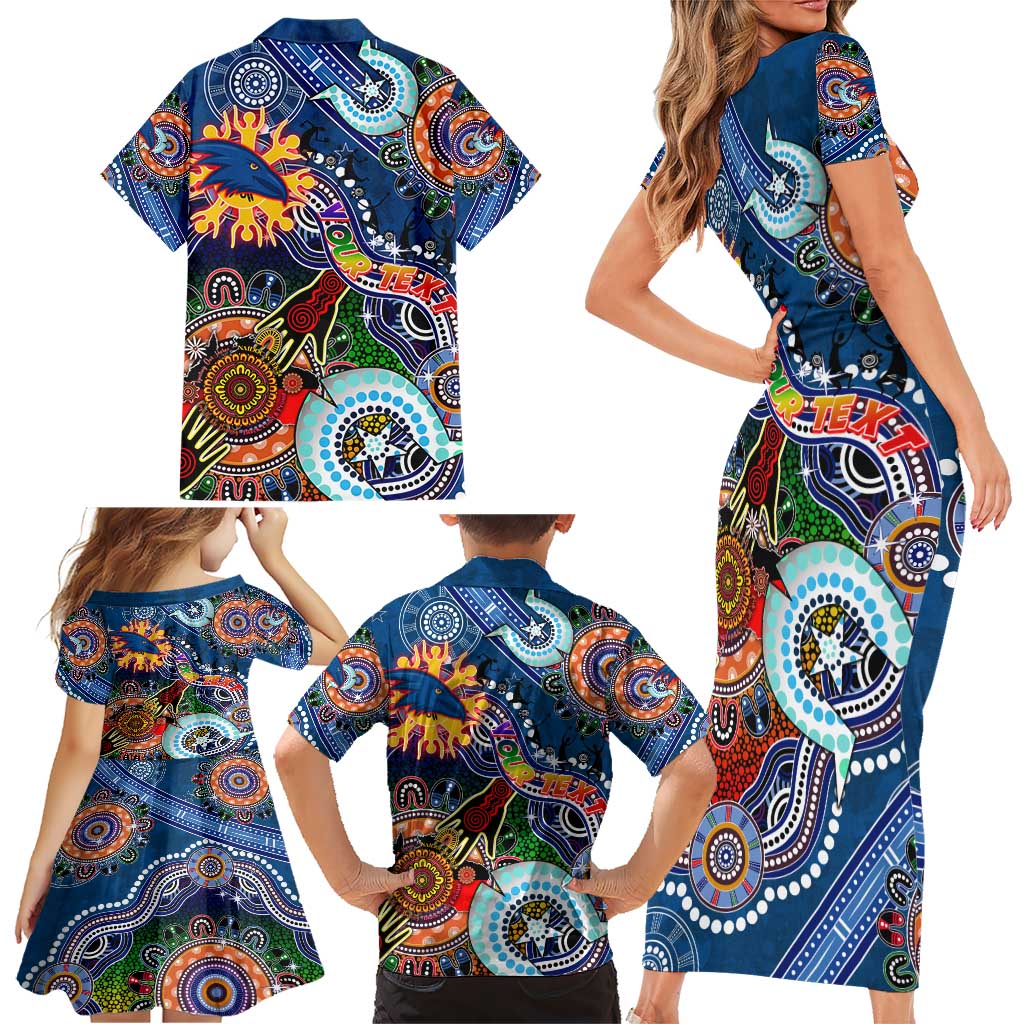 Custom NAIDOC Week 2024 Adelaide Crows Family Matching Short Sleeve Bodycon Dress and Hawaiian Shirt Australia Aboriginal Dot Painting