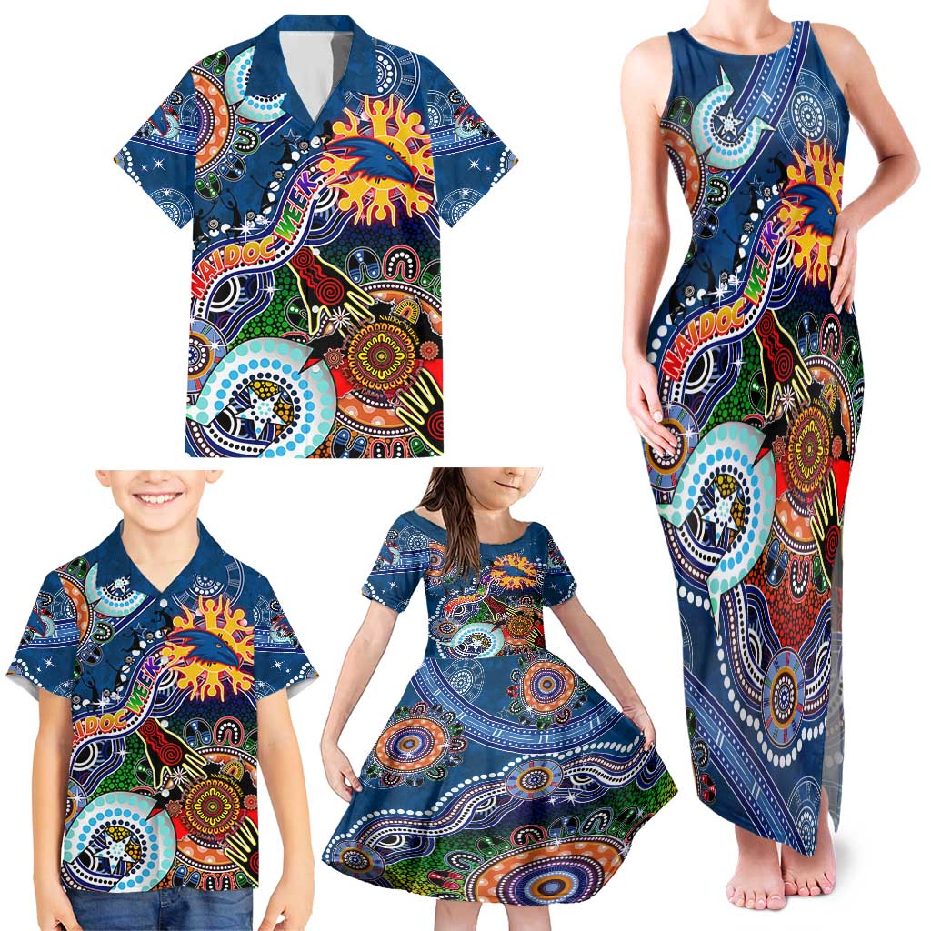 Custom NAIDOC Week 2024 Adelaide Crows Family Matching Tank Maxi Dress and Hawaiian Shirt Australia Aboriginal Dot Painting