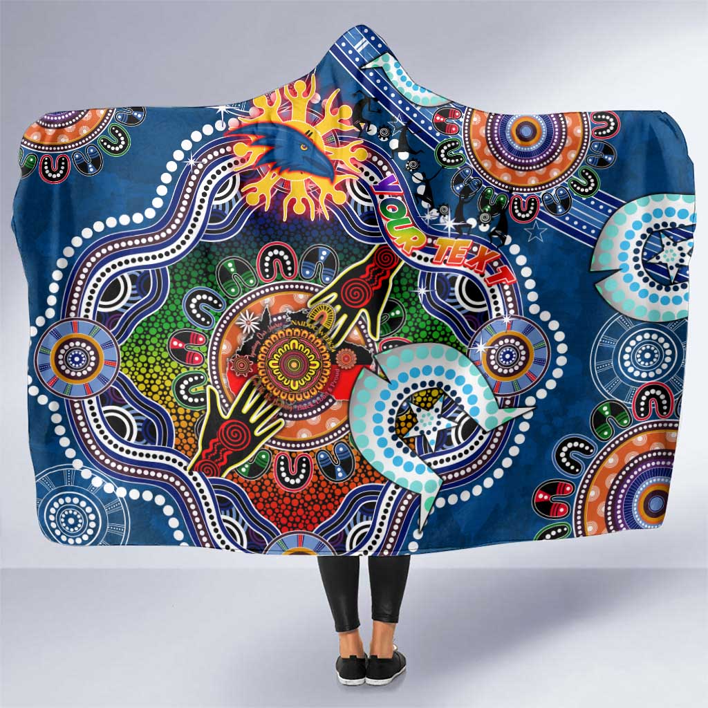 Custom NAIDOC Week 2024 Adelaide Crows Hooded Blanket Australia Aboriginal Dot Painting