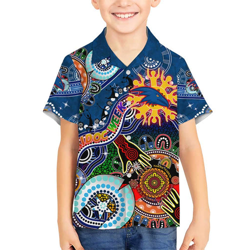 Custom NAIDOC Week 2024 Adelaide Crows Kid Hawaiian Shirt Australia Aboriginal Dot Painting