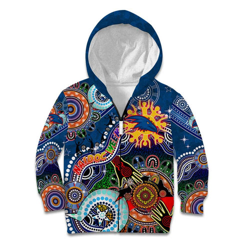 Custom NAIDOC Week 2024 Adelaide Crows Kid Hoodie Australia Aboriginal Dot Painting