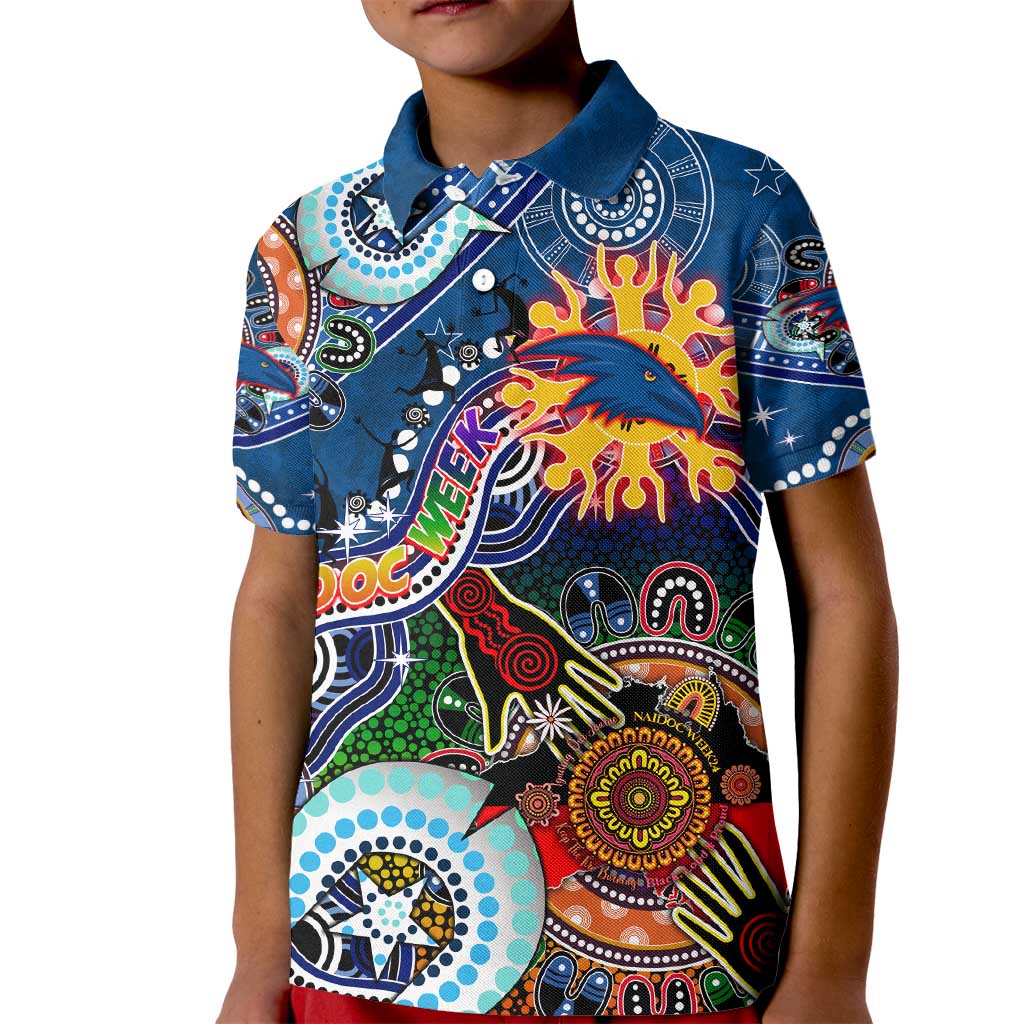 Custom NAIDOC Week 2024 Adelaide Crows Kid Polo Shirt Australia Aboriginal Dot Painting