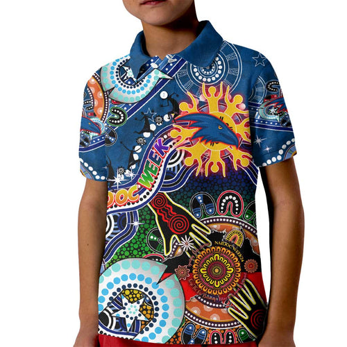 Custom NAIDOC Week 2024 Adelaide Crows Kid Polo Shirt Australia Aboriginal Dot Painting