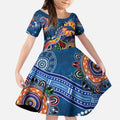 Custom NAIDOC Week 2024 Adelaide Crows Kid Short Sleeve Dress Australia Aboriginal Dot Painting