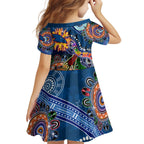 Custom NAIDOC Week 2024 Adelaide Crows Kid Short Sleeve Dress Australia Aboriginal Dot Painting
