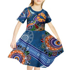 Custom NAIDOC Week 2024 Adelaide Crows Kid Short Sleeve Dress Australia Aboriginal Dot Painting