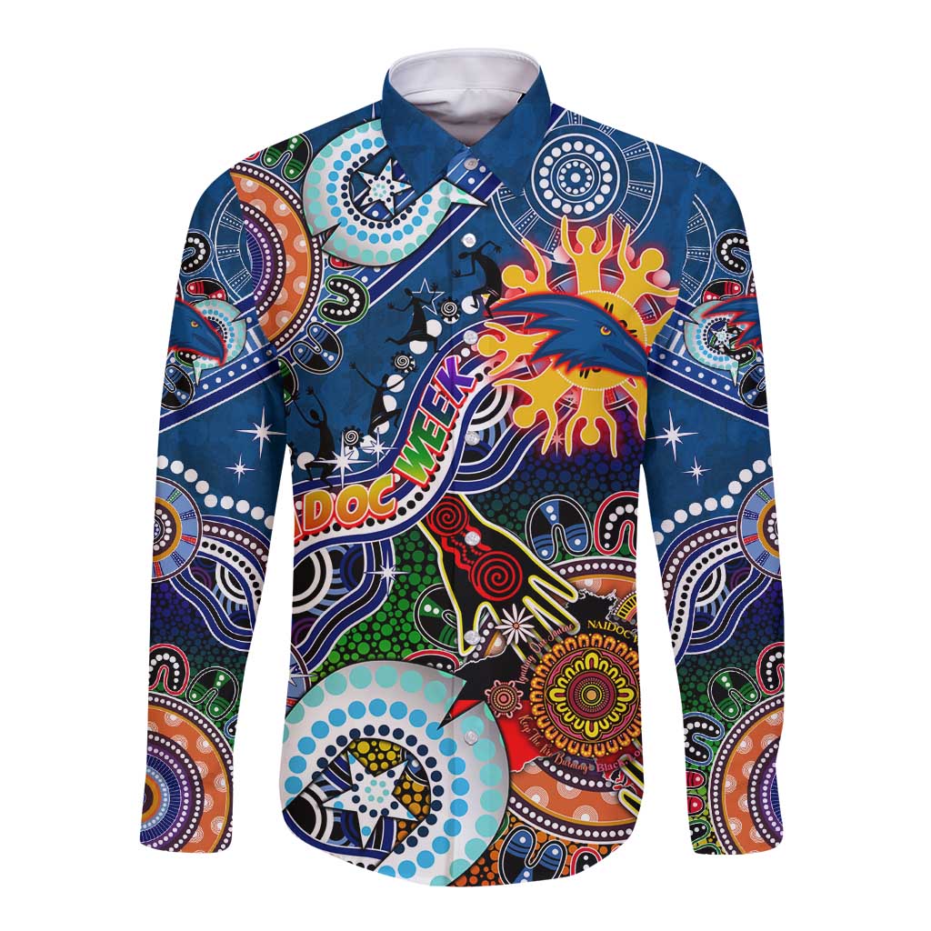 Custom NAIDOC Week 2024 Adelaide Crows Long Sleeve Button Shirt Australia Aboriginal Dot Painting