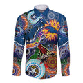 Custom NAIDOC Week 2024 Adelaide Crows Long Sleeve Button Shirt Australia Aboriginal Dot Painting