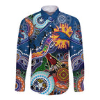 Custom NAIDOC Week 2024 Adelaide Crows Long Sleeve Button Shirt Australia Aboriginal Dot Painting
