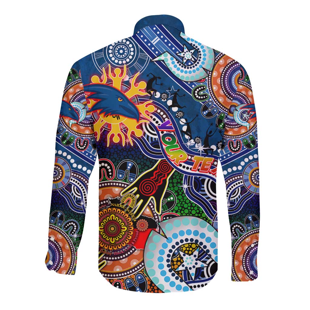 Custom NAIDOC Week 2024 Adelaide Crows Long Sleeve Button Shirt Australia Aboriginal Dot Painting