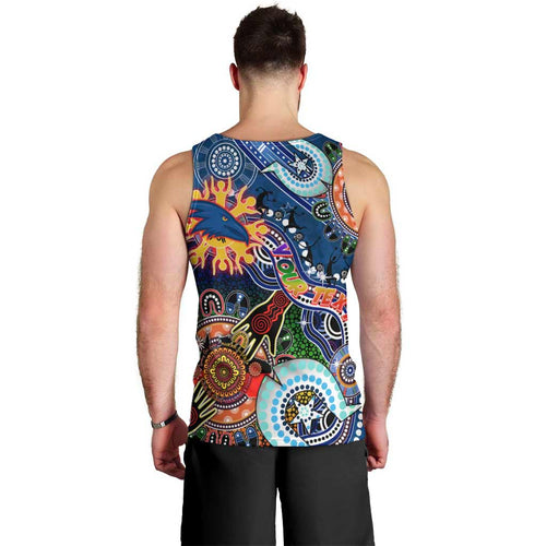 Custom NAIDOC Week 2024 Adelaide Crows Men Tank Top Australia Aboriginal Dot Painting