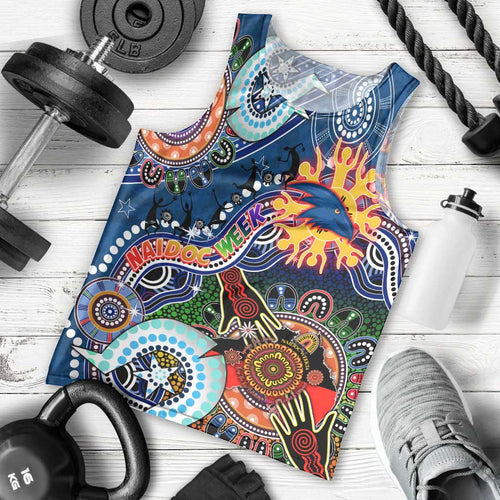 Custom NAIDOC Week 2024 Adelaide Crows Men Tank Top Australia Aboriginal Dot Painting