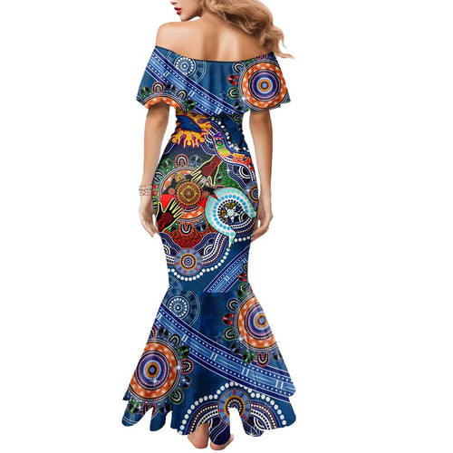 Custom NAIDOC Week 2024 Adelaide Crows Mermaid Dress Australia Aboriginal Dot Painting