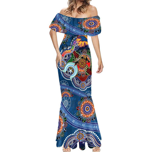 Custom NAIDOC Week 2024 Adelaide Crows Mermaid Dress Australia Aboriginal Dot Painting