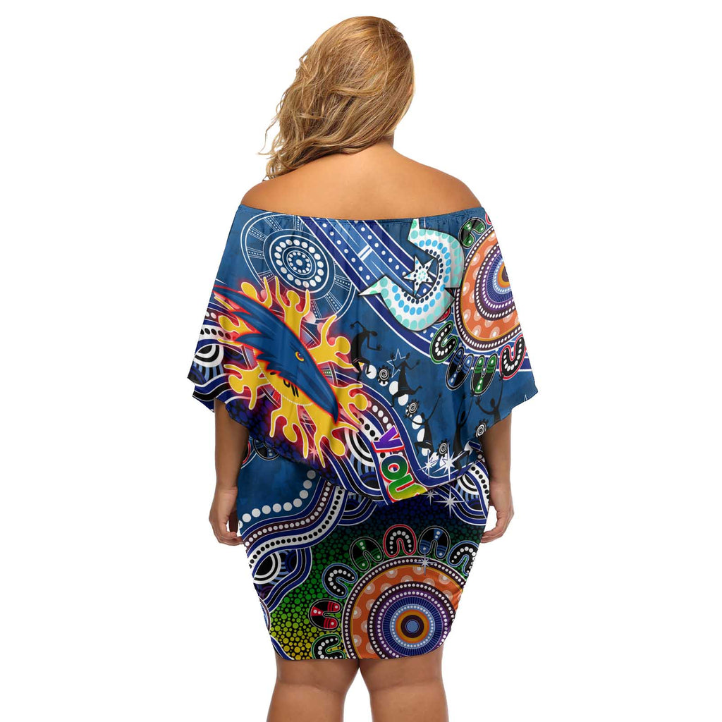 Custom NAIDOC Week 2024 Adelaide Crows Off Shoulder Short Dress Australia Aboriginal Dot Painting