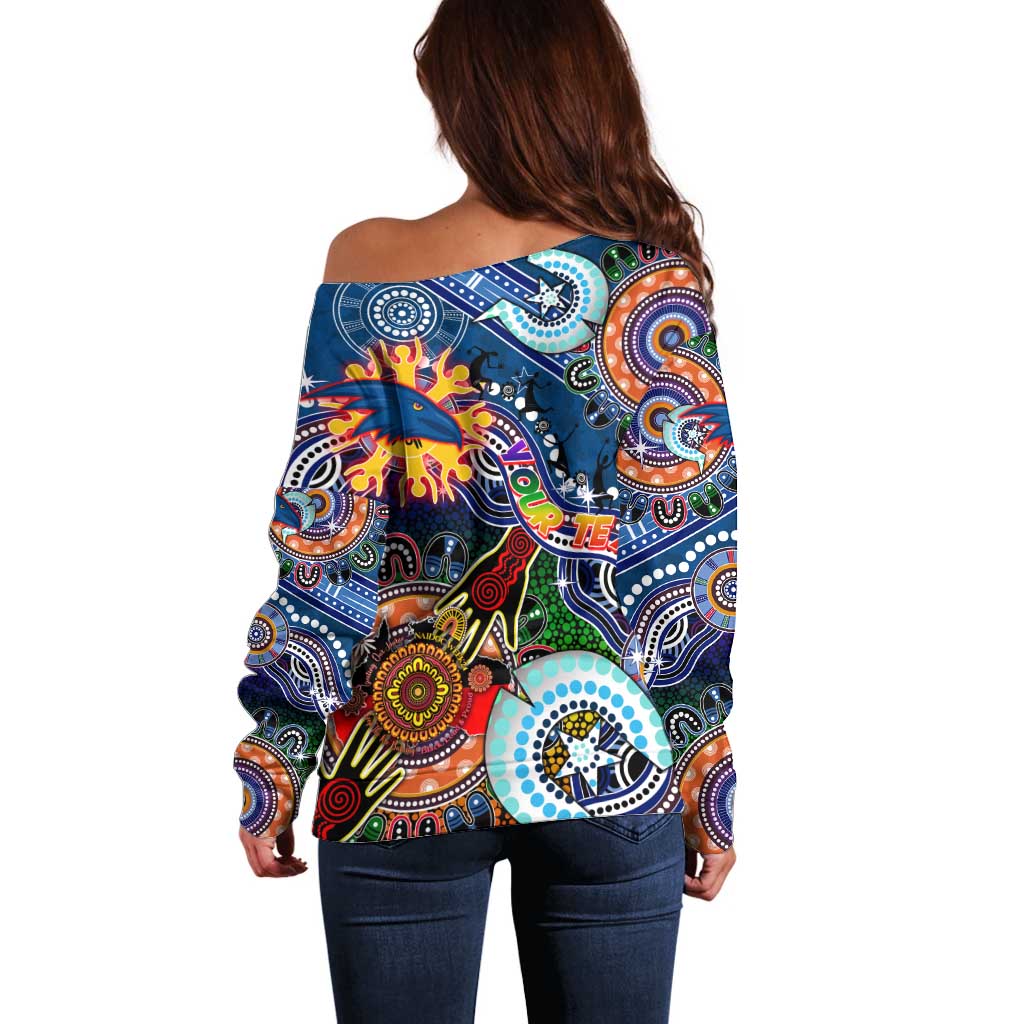 Custom NAIDOC Week 2024 Adelaide Crows Off Shoulder Sweater Australia Aboriginal Dot Painting