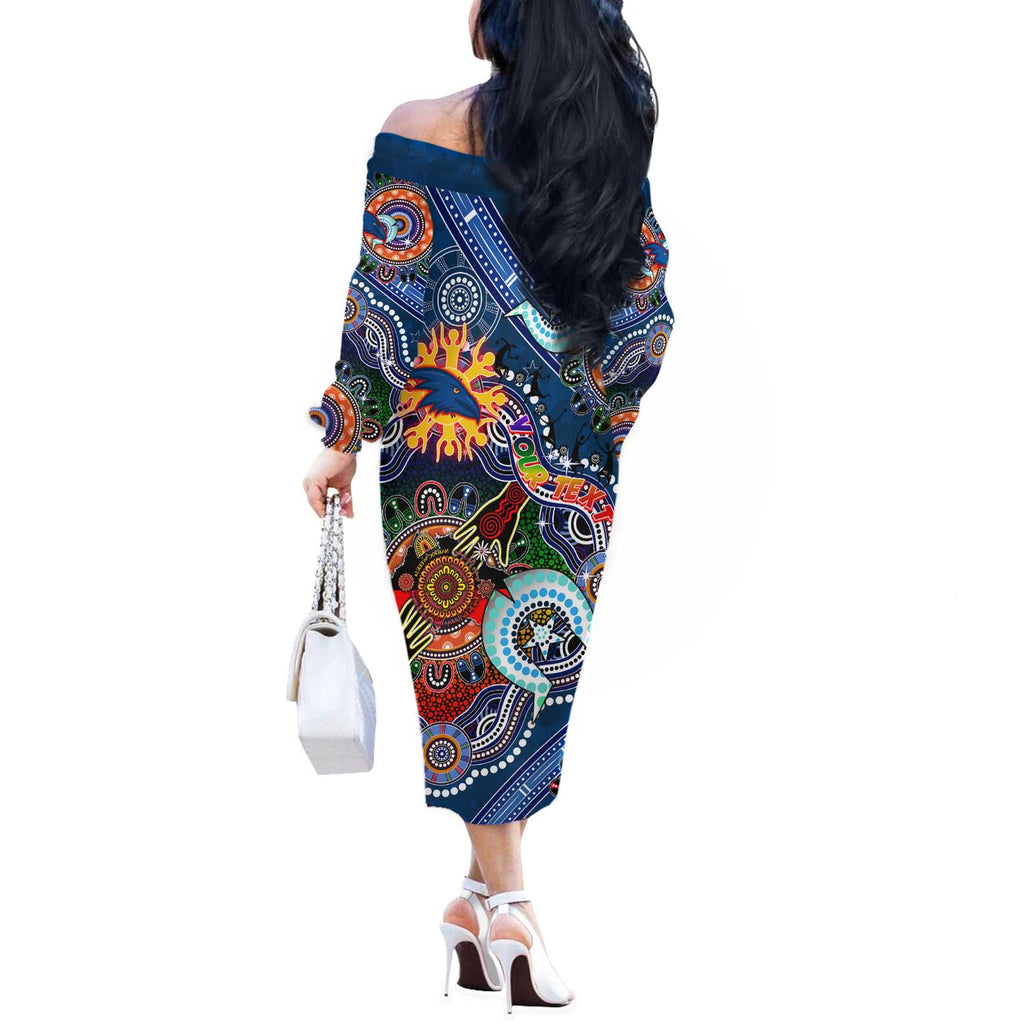 Custom NAIDOC Week 2024 Adelaide Crows Off The Shoulder Long Sleeve Dress Australia Aboriginal Dot Painting